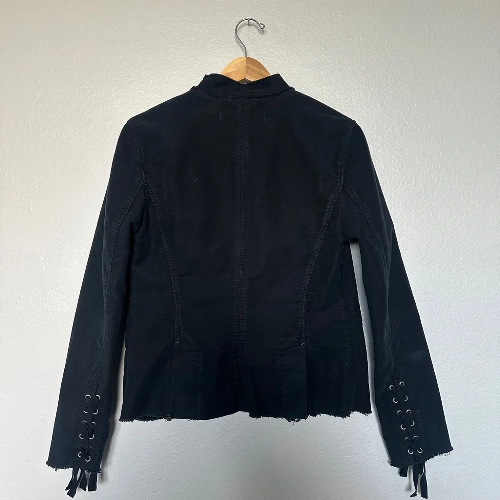 Free People Ella Sergeant Military Jacket Washed Black - Size M - Picture 3 of 9